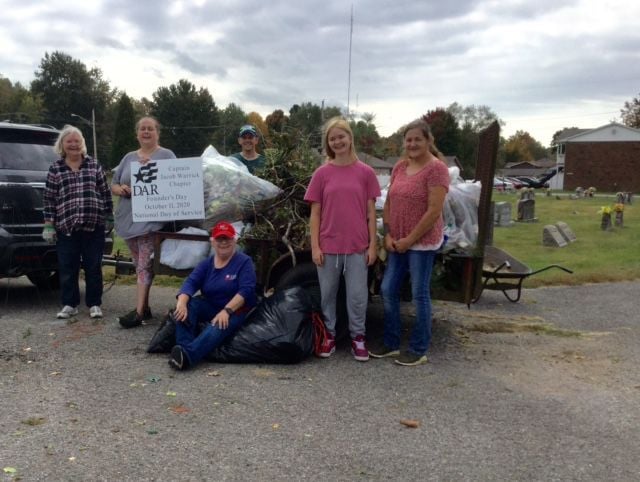 Warrick DAR celebrates Founder's Day with cemetery clean up